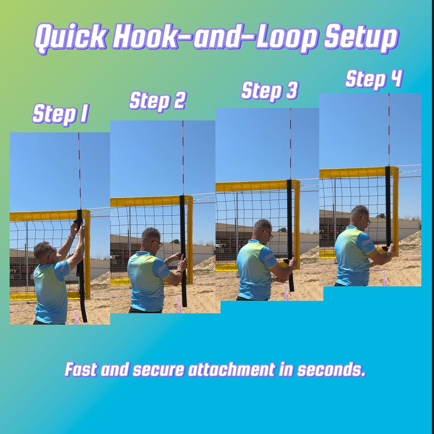 Volleyball Net Antenna Sleeves - Durable Tarpaulin Hook-and-Loop Sleeves with Vertical Straps - Indoor and Beach