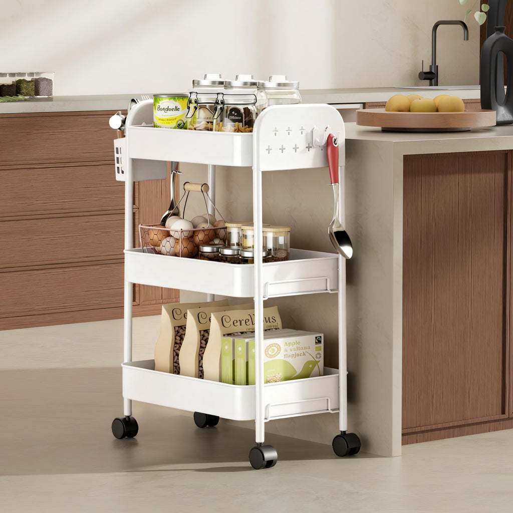 Heavy-Duty Rolling Cart 3 Tier Metal Utility Storage Cart