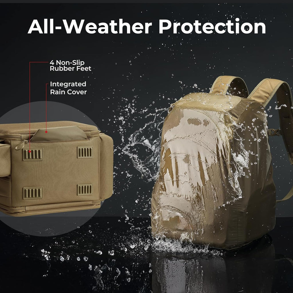 52L Fishing Tackle Backpack with Rod Holders & 4 Tackle Boxes, Large Tackle Bag for Gear Storage with Rain Cover
