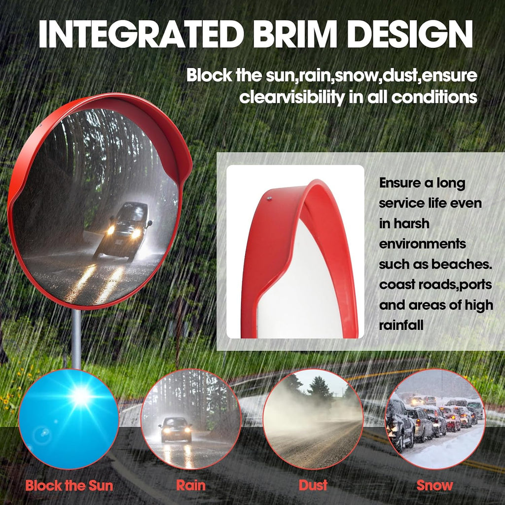 Convex Traffic Mirror - 32" Outdoor Driveway & Security Parabolic Safety Mirror, Acrylic Blind Spot Miror for Garage