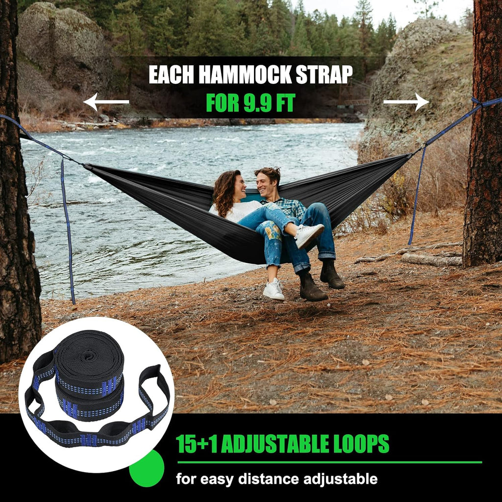 Hammock Straps – Camping Hammock Tree Straps Set | 20 ft Long Combined, 30+2 Loops, 2000 LBS Heavy Duty Strap for