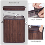 Bamboo Laundry Hamper with Lid, 100L, with Handles