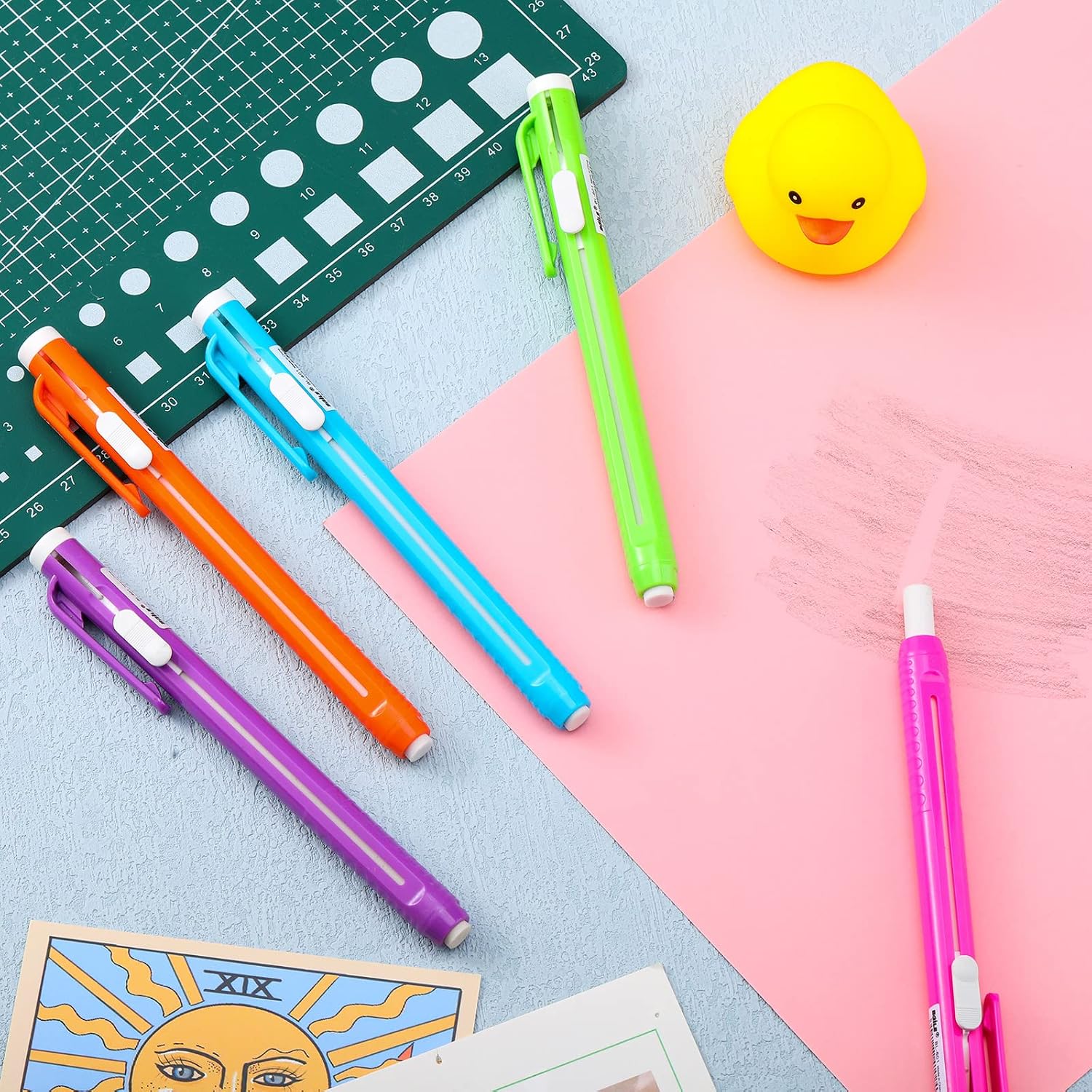 30 Pcs Retractable Mechanical Eraser Pen, School Pen-Style Erasers Pencil Click Bulk for School Office Painting