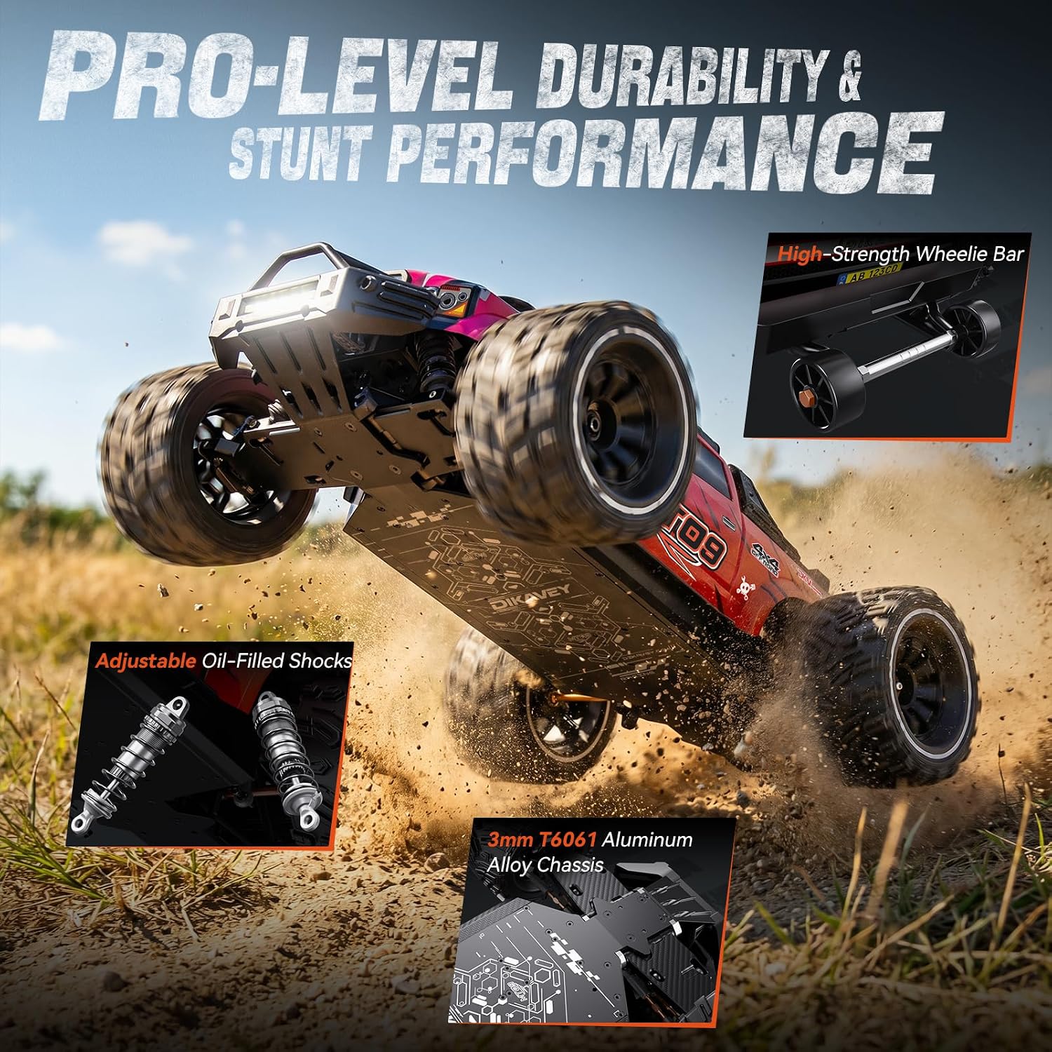 MT09 1/9 4WD Brushless RC Monster Truck,Remote Control Car for Fast Adult | 38MPH High Speed Off Road RC Car,130A ESC