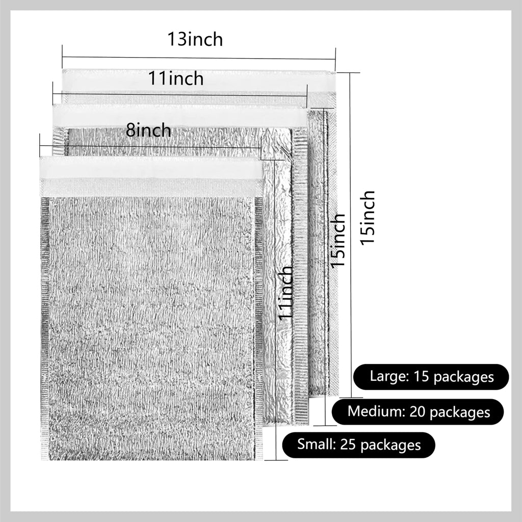 20-Pack Insulated Shipping Bags, 11 x 15-Inch Thermal Liners