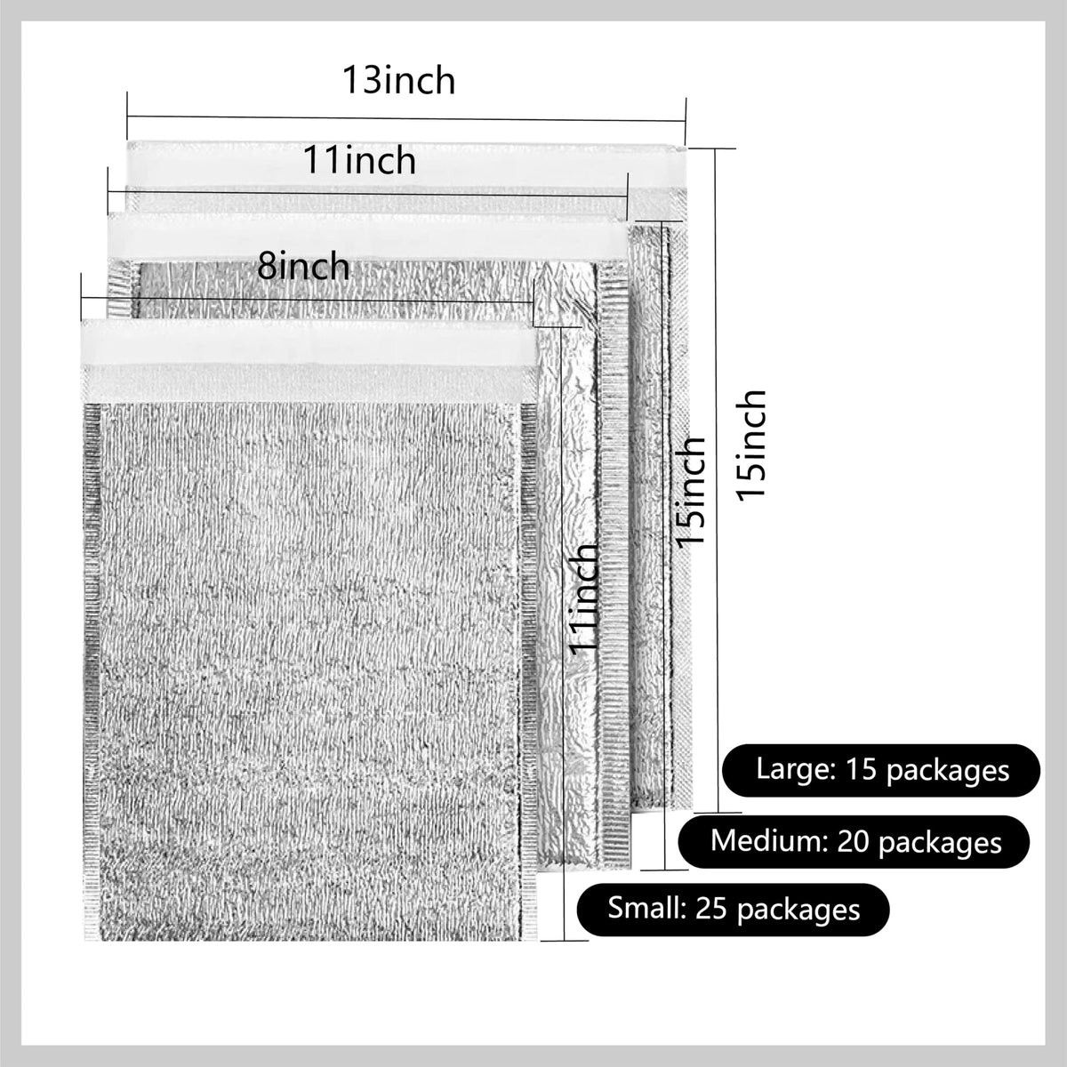 20-Pack Insulated Shipping Bags, 11 x 15-Inch Thermal Liners