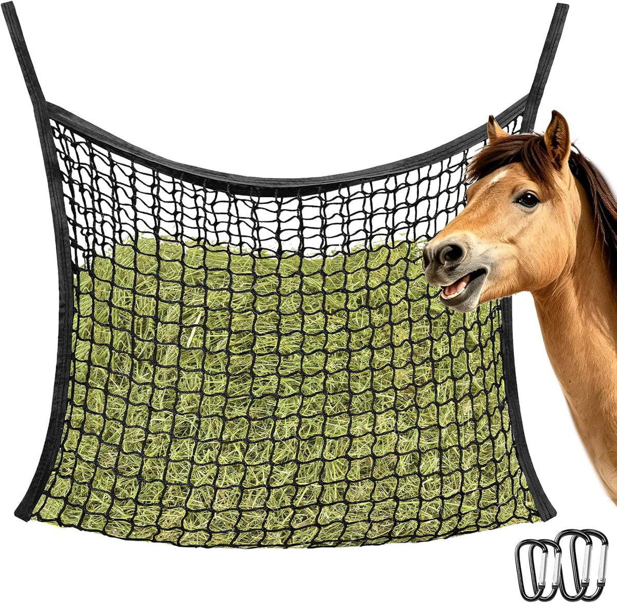 Hay Bags for Horses, Slow Feed Hay Nets for Horses Goat Sheep, Large Capacity Hay Feeder for Stall, Trailer, Pasture