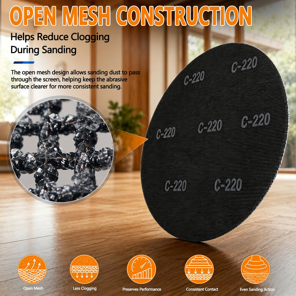 MOGRQAP 16" Floor Sanding Screen Discs 10 Pack, 220 Grit for Floor Buffers