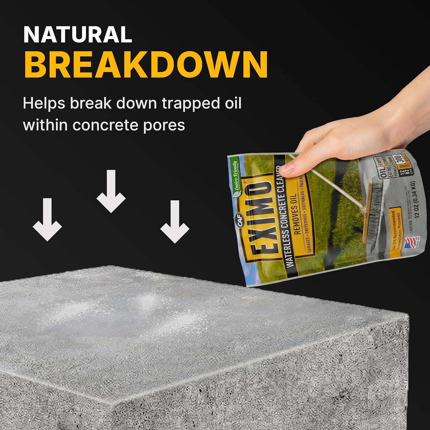 CAF EXIMO | Concrete Cleaner Powder | Oil Stain Remover, Driveways, 0.75 lb | Concrete cleaner powder targets oil