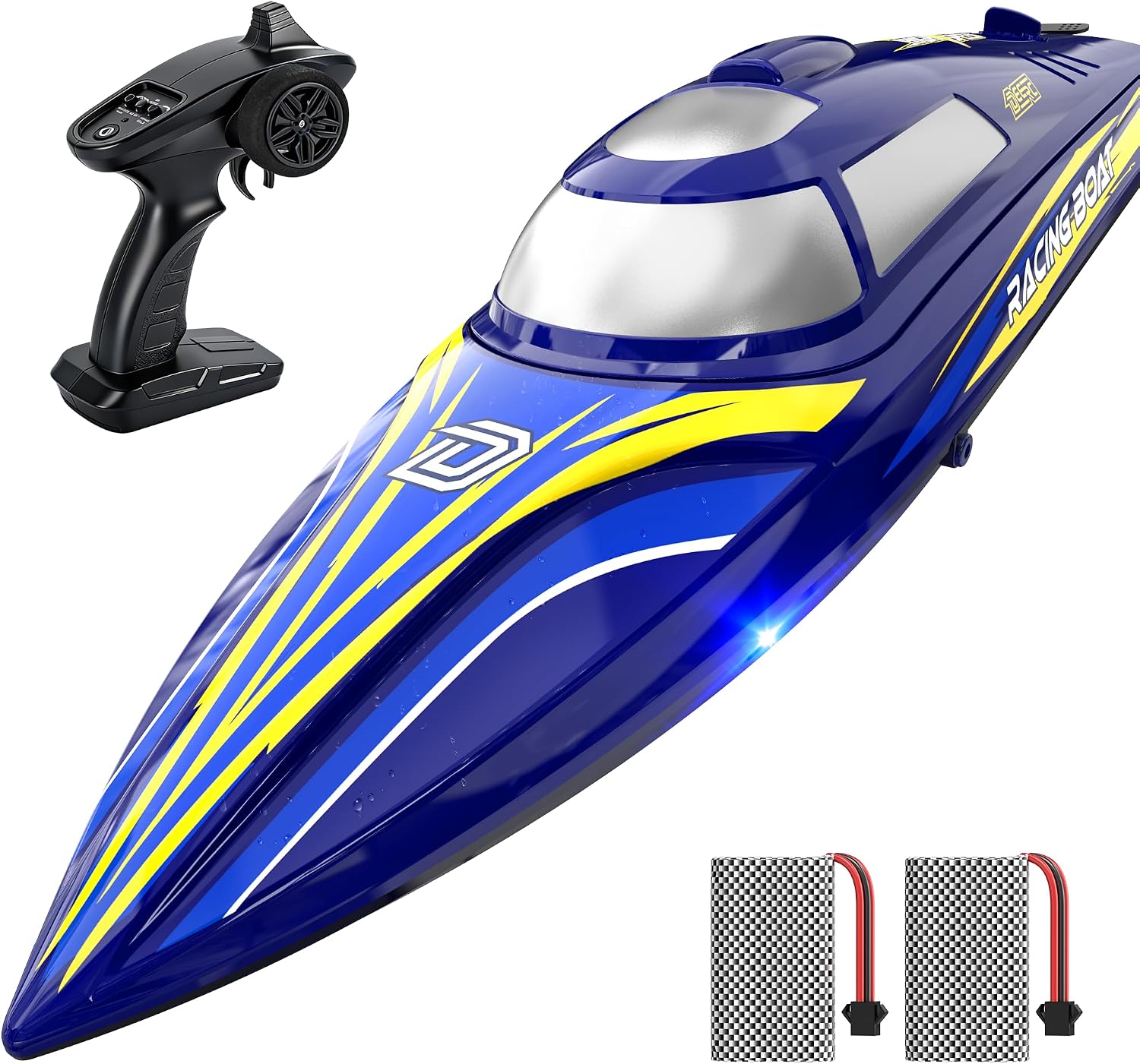14" Fast RC Boat for Kids & Adults, Auto Self-Righting, 20+MPH | Upgraded Remote Control Speed Boat with 2x1200mAh