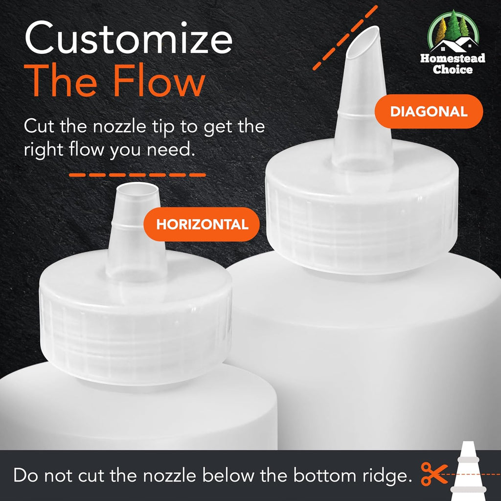 2-pack Plastic Squeeze Bottles for Sauces - 16oz Condiment Squeeze Bottles