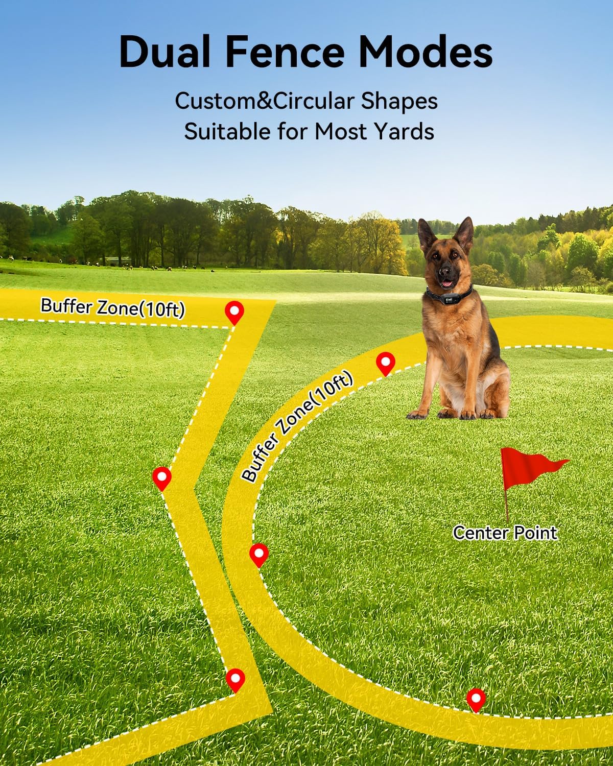 GPS Wireless Dog Fence with Customizable/Circular Boundary for Dog 10 lbs+