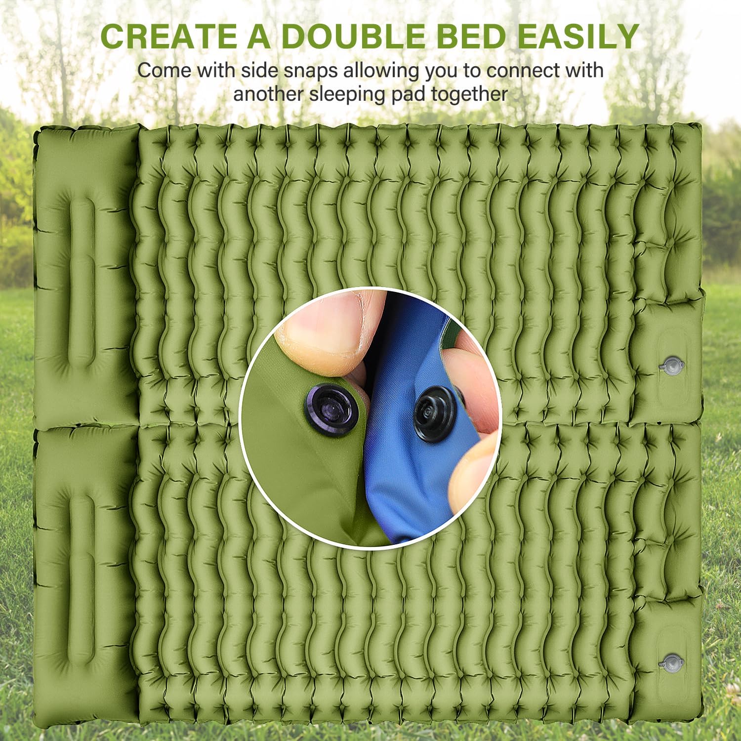 Camping Sleeping Pad, Ultralight Camping Mat with Pillow, Built-in Foot Pump Inflatable Sleeping Pads Compact for