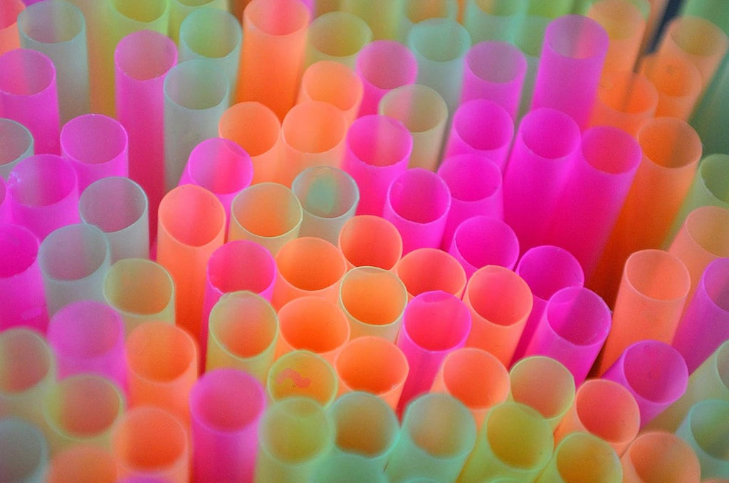500-PCS Neon Colored Flexible Drinking Straws, Plastic Disposable Bendy Straws - 7.75" x 0.23"