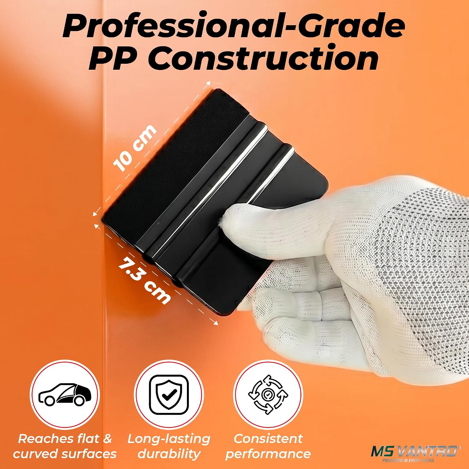 Professional Value 12 Pack PP Black Felt Edge Vinyl Squeegee Tool 4 Inch Plastic Scratch Free Car Wrap Scraper Decal