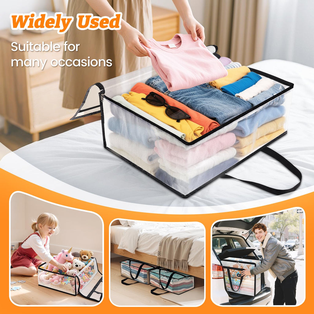 Moving Bags 60L 8PCS, Clear Clothes Storage Under Bed Storage