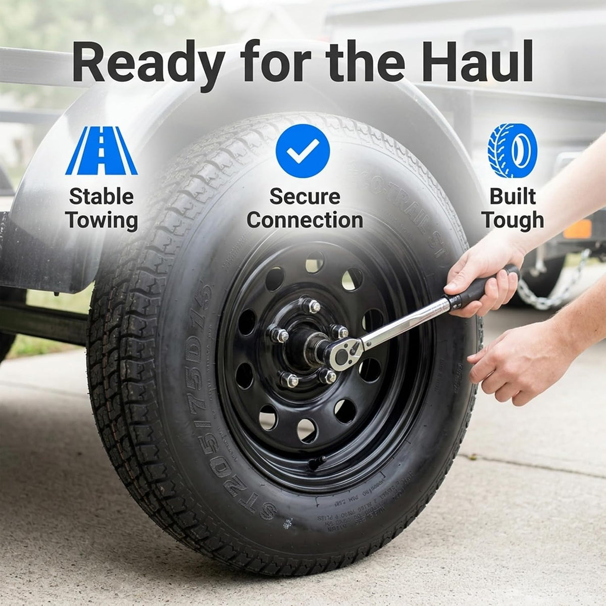 2-Pack Trailer Tire Rim Assembly ST205/75D15 5 Lug Black Mod