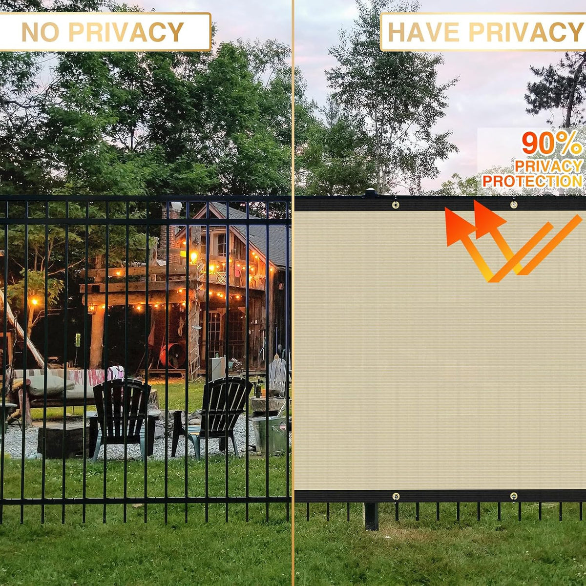 Privacy Fence Screen 4' x 50' Heavy Duty Fencing Cover Mesh Windscreen Cloth for Outdoor Garden Patio Backyard Chain