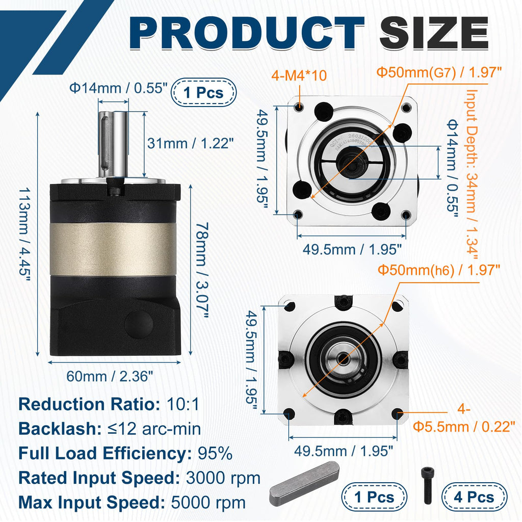 DTGN Planetary Gearbox Speed Reducer Ratio 10:1 Backlash 12 Arc‑min