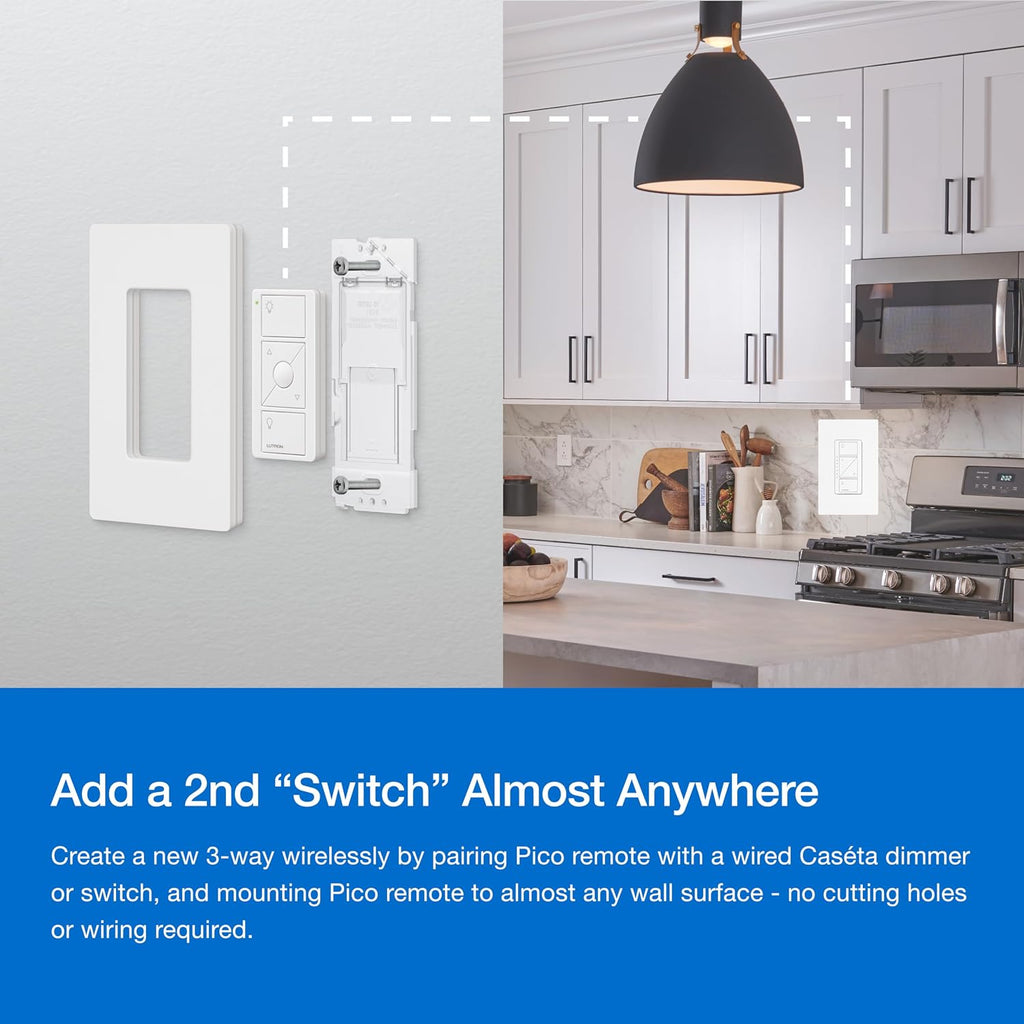 Caseta 3-Way Smart Dimmer Kit; LED Dimmer, Wireless Remote & Bracket | Wireless 3-way kit allows you to add a second