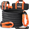 Kinetic Recovery Rope Kit w/ 2 Soft Shackles, 48000Lbs, 1in x 30ft, Heavy Duty 30+% Elasticity, 16000Lbs Work Load Limit