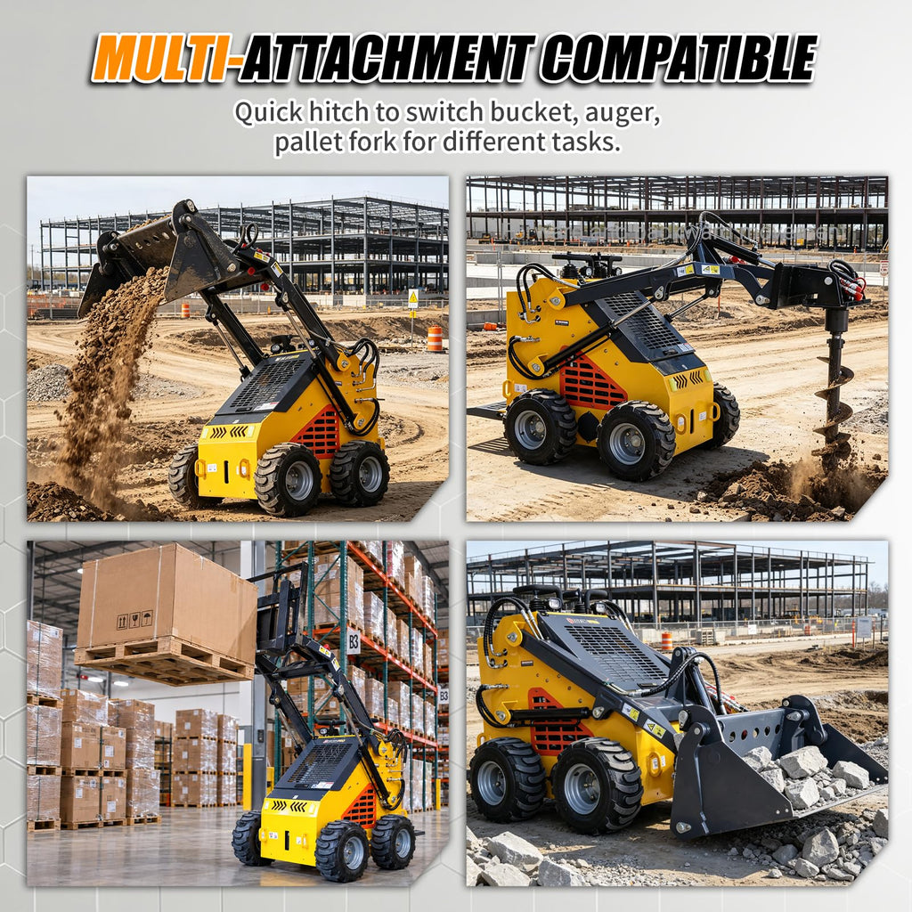 24HP Gas Powered Stand On Mini Skid Steer Compact Wheel Loader