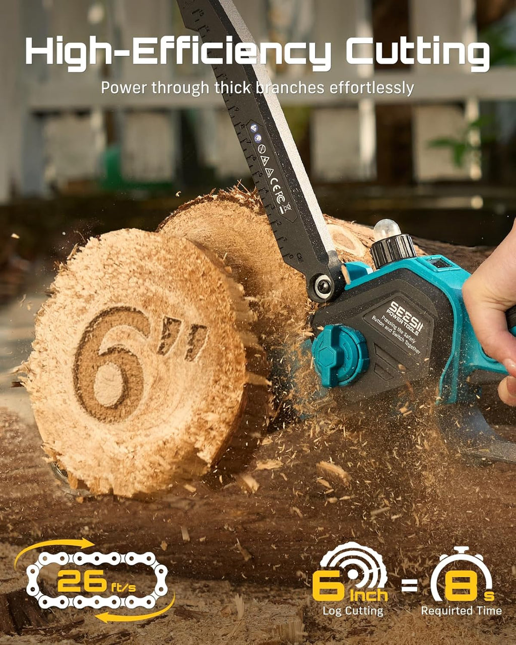 2-in-1 Electric Pole Saws for Tree Trimming, Brushless Motor | 2 x 4000mAh Batteries,Hand Held Mini Chainsaw Cordless