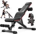 Adjustable Weight Bench with Bench Press Stand, Foldable Workout Bench with Extended Head/Elbow Pad(for Users up to 7')