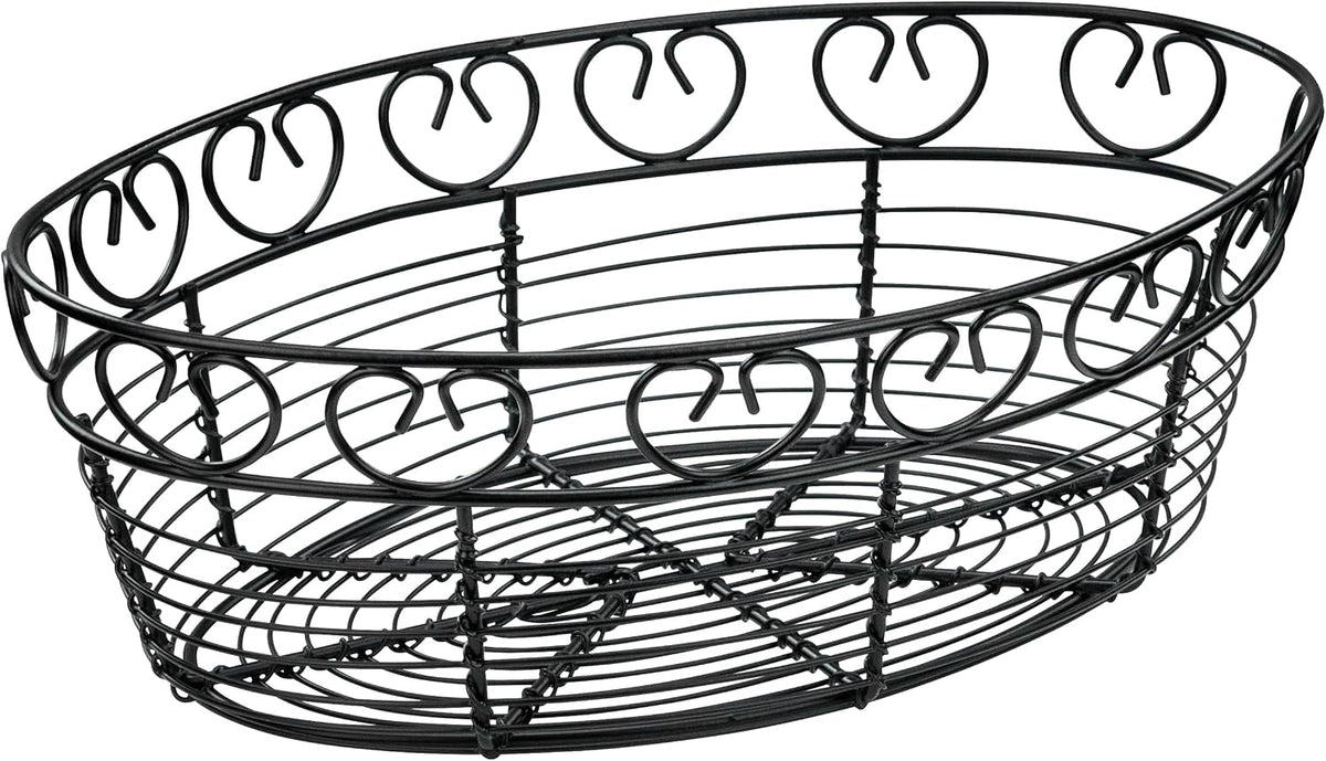 Oval Wire Bread Basket, 10-Inch x 6.5-Inch x 3-Inch, Black
