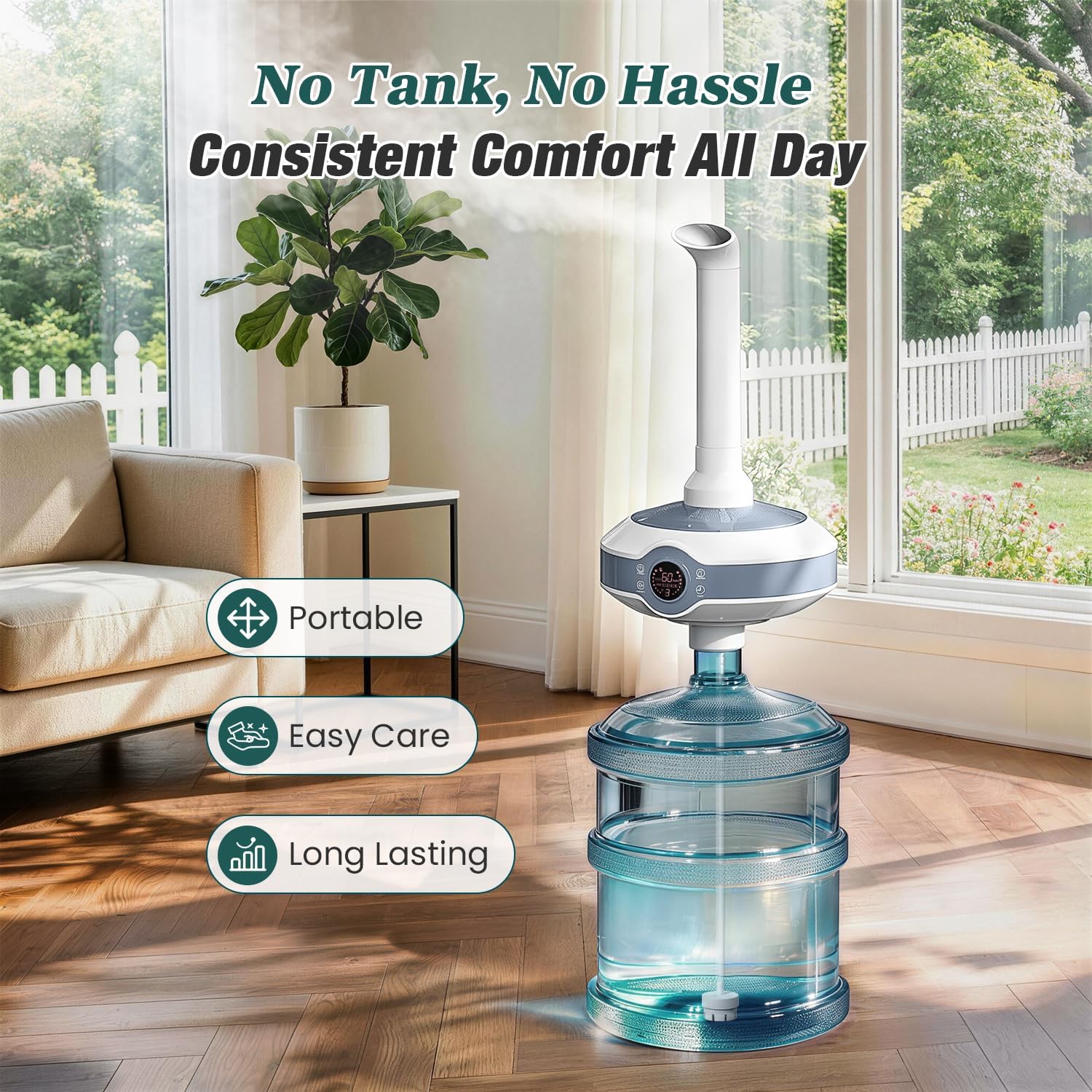 Humidifier Large Room 1000 sq.ft. Whole house & Commercial | Tankless Ultrasonic Cool Mist for Bedroom Home, Office