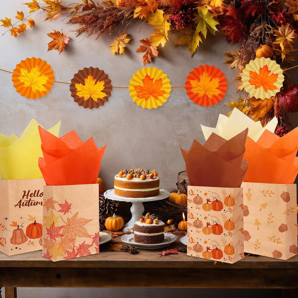 100 Sheets Fall Tissue Paper Wrapping Paper for Gift Bags 5 Colors