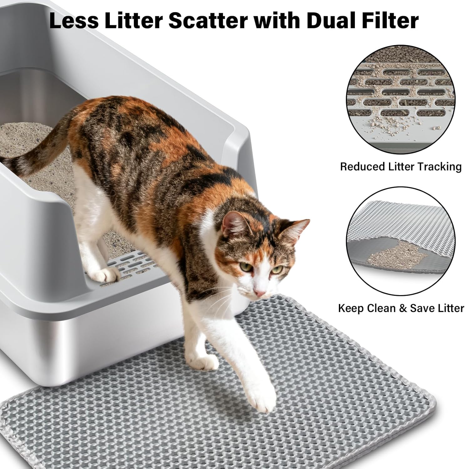 Stainless Steel Litter Box, Large Metal Litter Box with Lid, XL Steel Litter Boxes for Adult/Big Cat, Anti-Urine