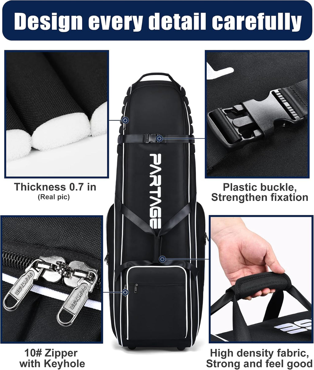 Golf Travel Bag with Wheels, Airline Travel Case, 900D Oxford