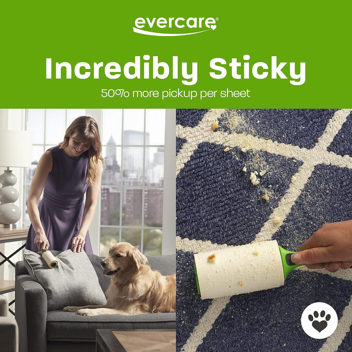 Extra Sticky Pet Lint Roller Refill 60 Sheets, 6-Pack