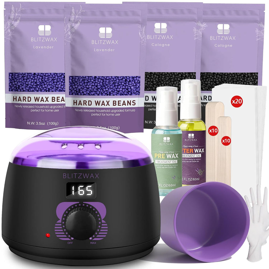 Waxing Kit for Women, Hard Wax Warmer, Brazilian Bikini Face Body | 51 Items, Digital Fast Heating, Legs Underarms