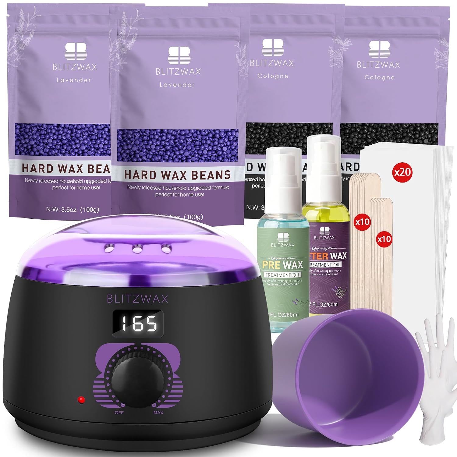 Waxing Kit for Women, Hard Wax Warmer, Brazilian Bikini Face Body | 51 Items, Digital Fast Heating, Legs Underarms