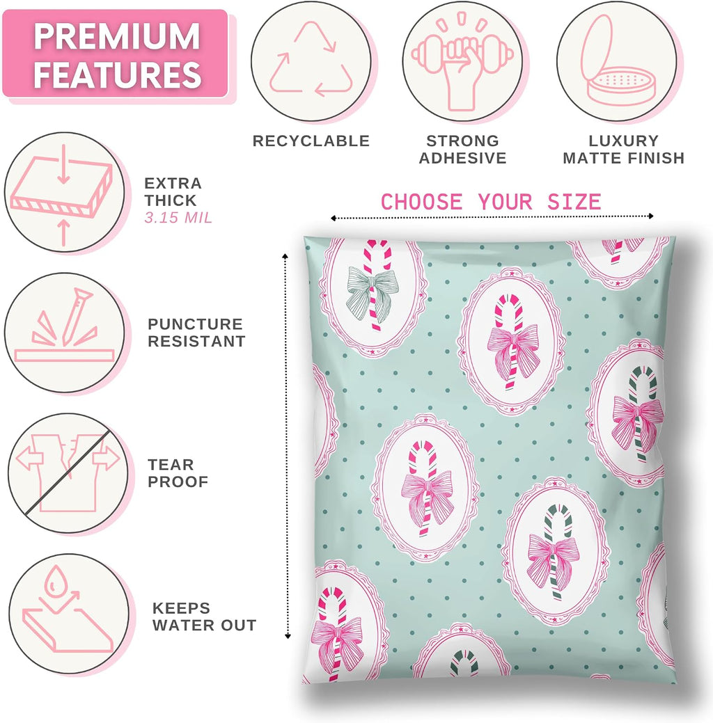 6x9 Christmas Poly Mailers- Cute Holiday Shipping Bags