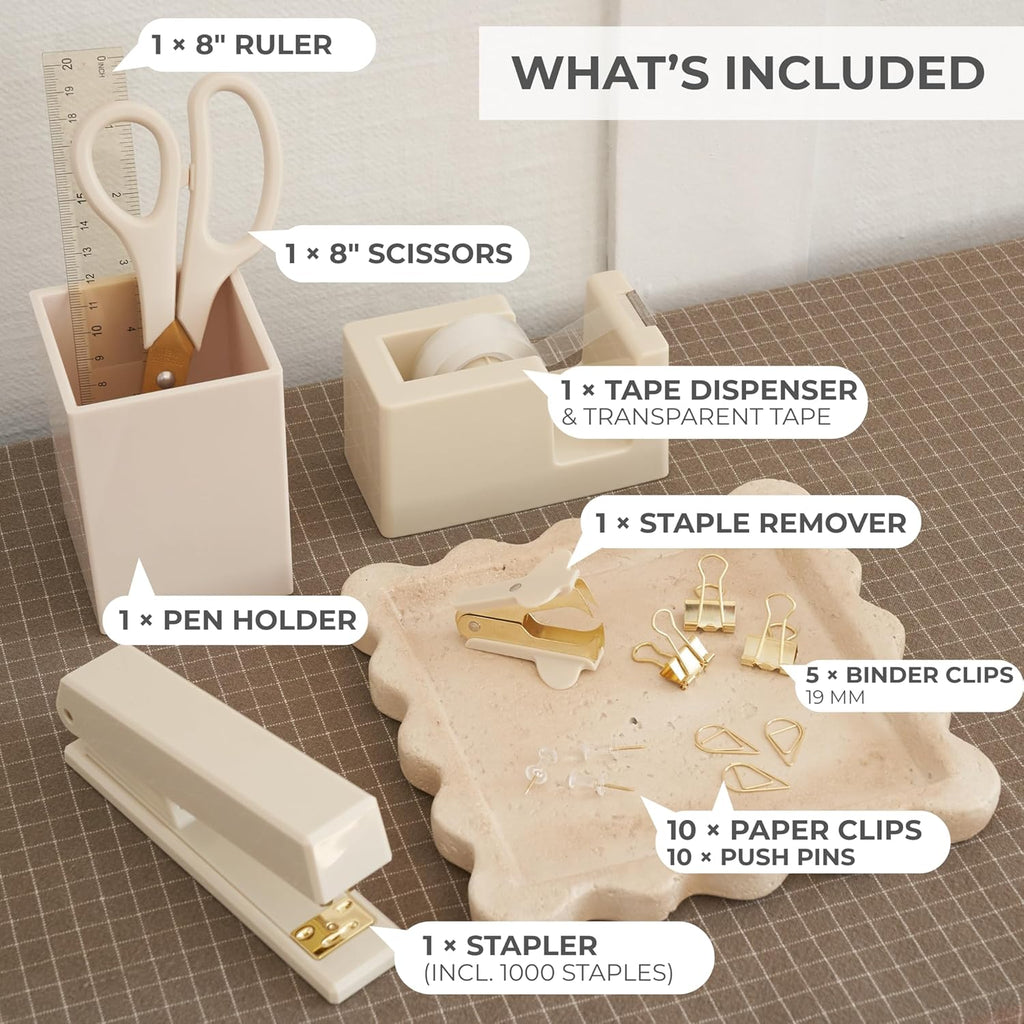 Aesthetic Desk Accessories Set - A Complete Desktop Organizer Set For Women Enhances Any Office Decor - An Office