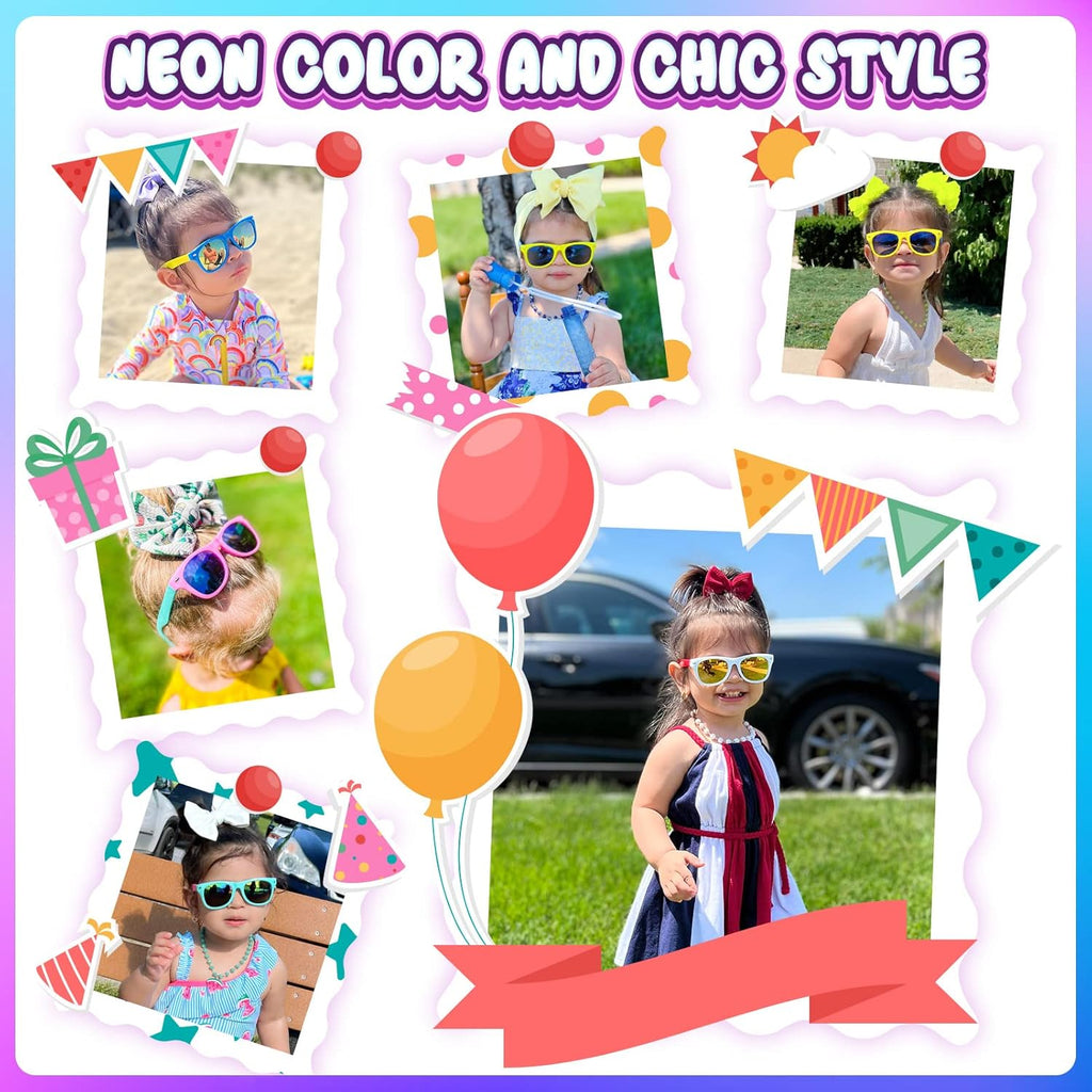 Kids Sunglasses Bulk Party Favors, 12Pack Valentines Day Gifts UV 400 Protection Neon Sunglasses for Boys and Girls