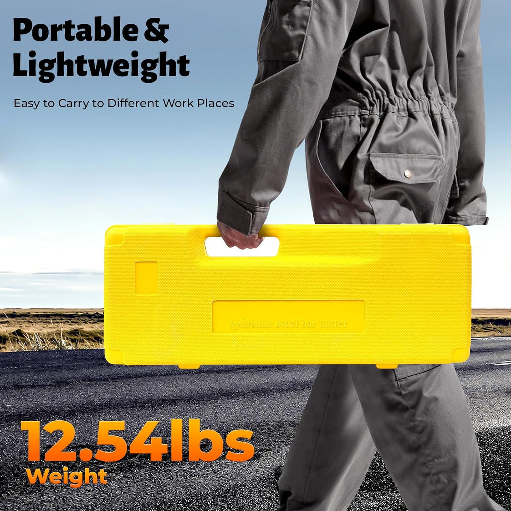 Hydraulic Rebar Cutter, Heavy Duty Rebar Bender with Portable Box, Handheld Cutting Tool for Steel Bars, Shear Area