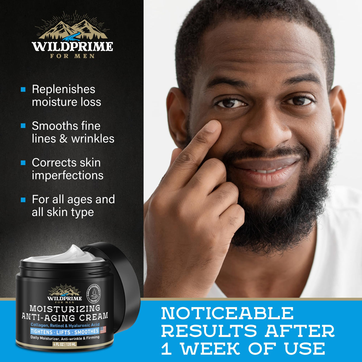 Men's Face Moisturizer Cream - Anti Aging & Wrinkle - Made in USA - 4 oz
