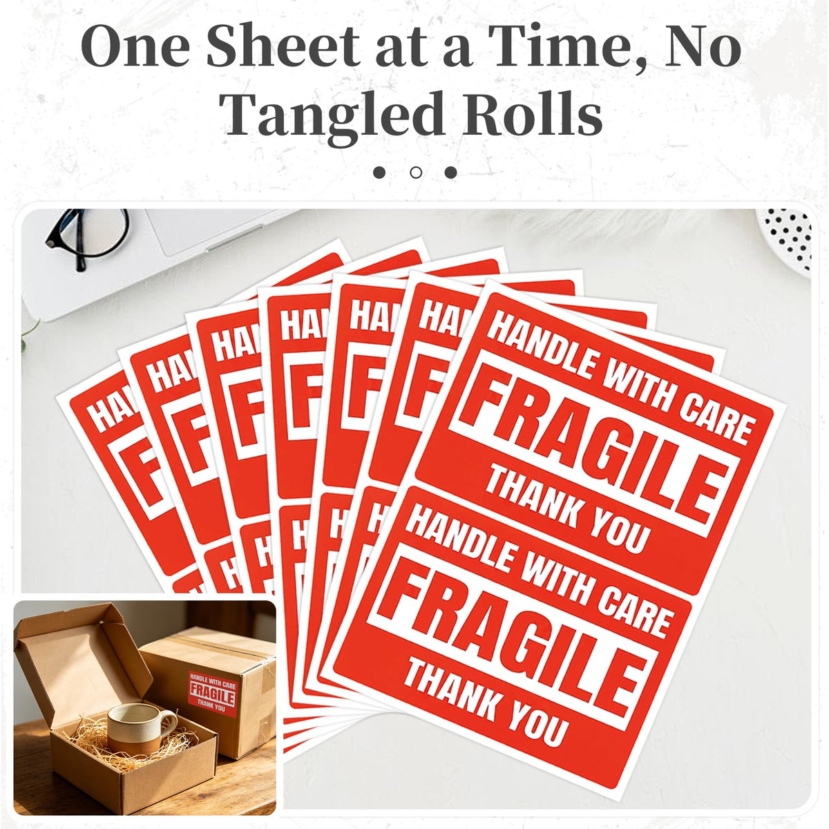 Vololitx 4 x 6 Inch 120 Pcs Fragile Stickers for Shipping and Moving