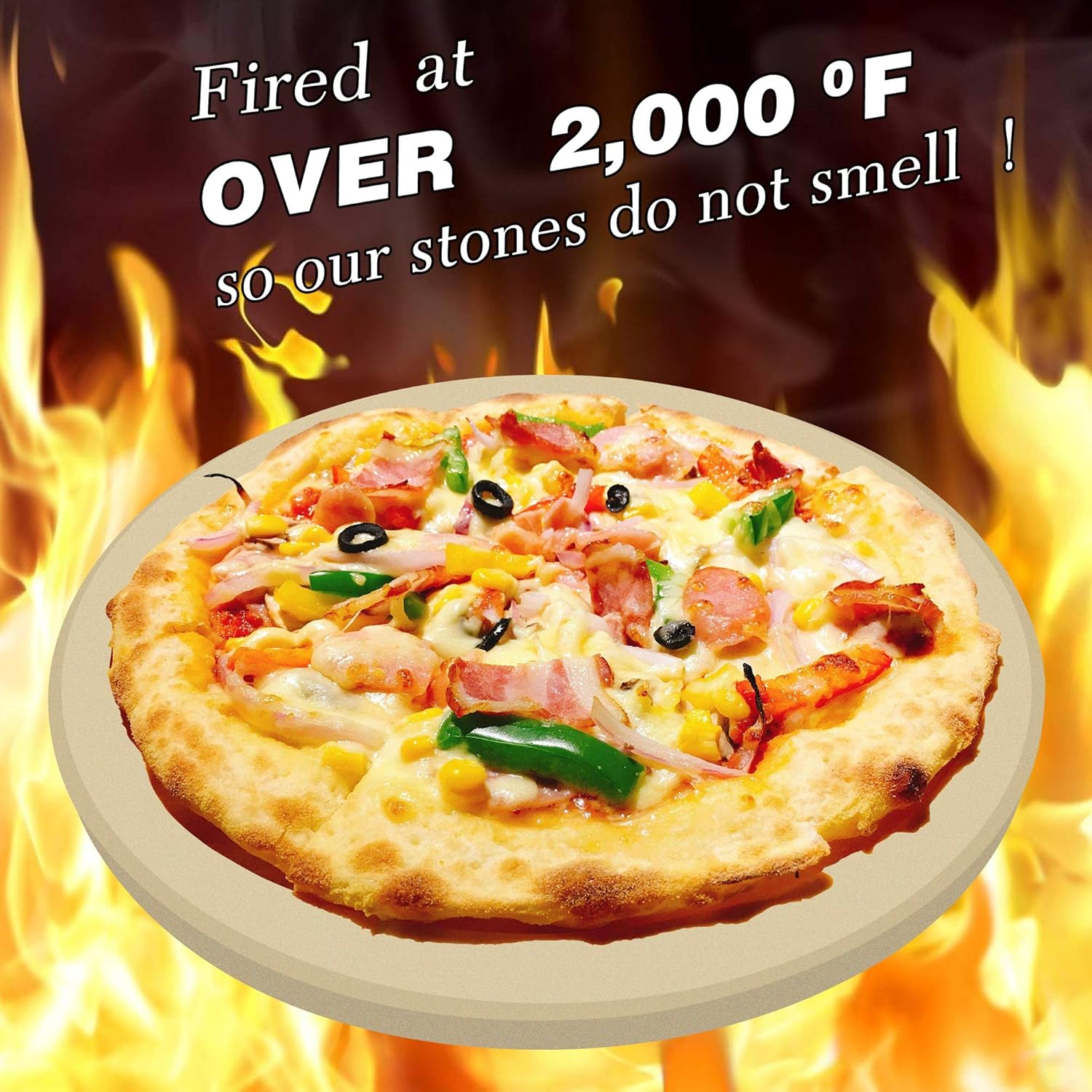 Round Pizza Stone, Heavy Duty Cordierite Pizza Grilling Stone, Baking Stone, Pizza Pan, Perfect for Oven, BBQ and