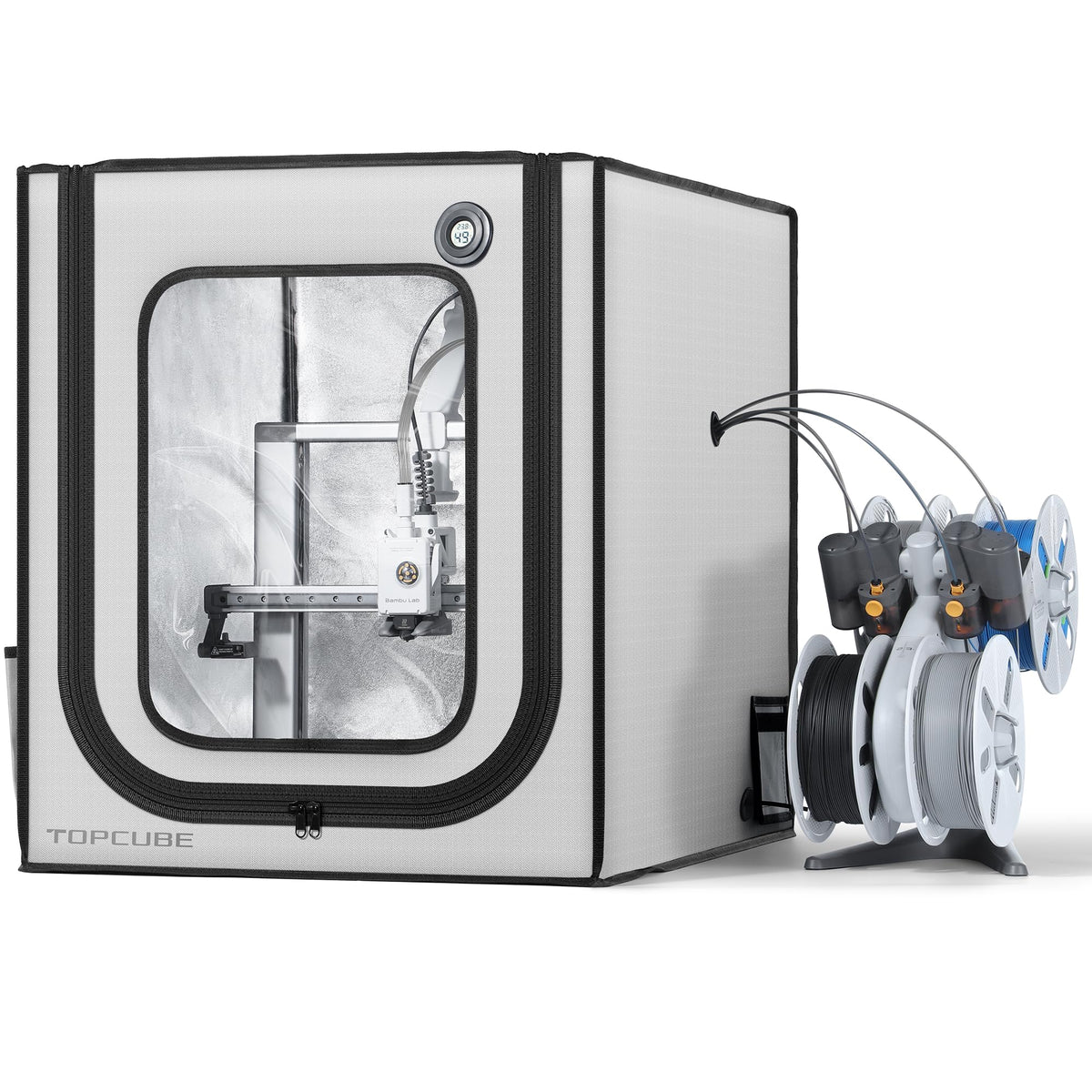 3D Printer Enclosure for Bambu Lab A1 with LED Light Grey
