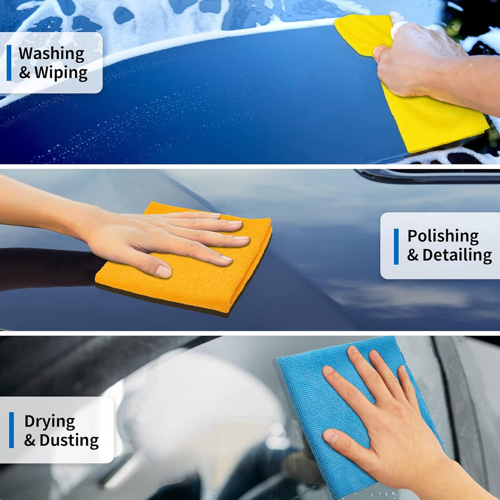 Microfiber Cleaning Cloth, 100 Pack Cleaning Rags Microfiber Towel Bulk Absorbent Lint-Free Wash Cloths, All-Purpose