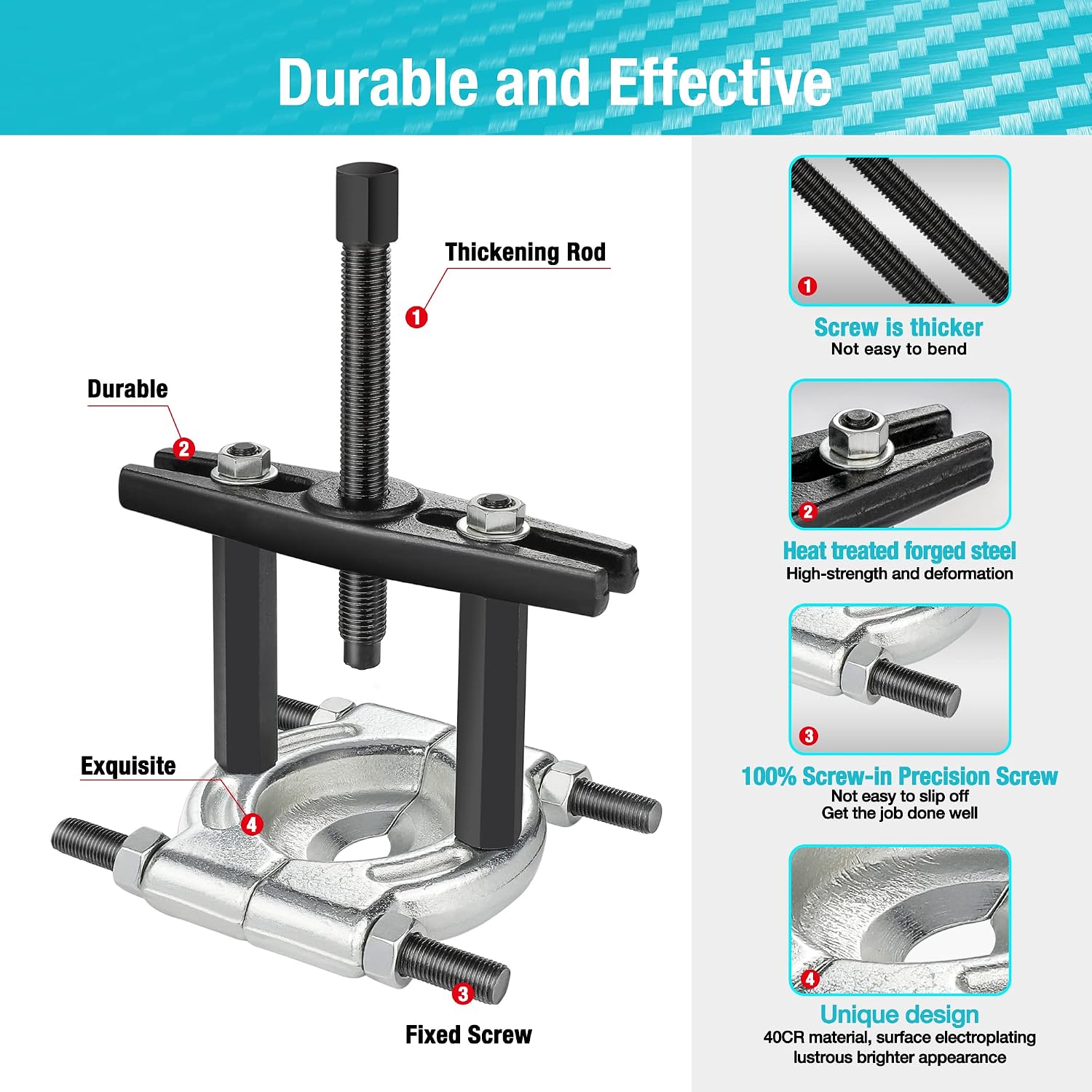 12PCS Bearing Puller Set, 5-ton Capacity Heavy Duty Flywheel Separator Tool, 2" and 3" Bar-Type Splitter Remove