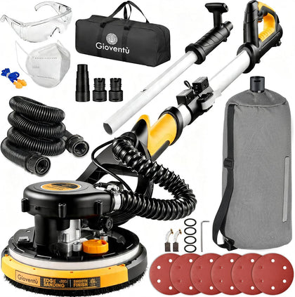 Electric Drywall Sander with Vacuum, 750W 7A, 26' Cord for Ceiling & Wall | 99% Dust Collection, Low Vibration NSK