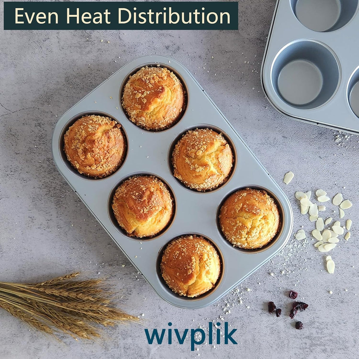 Nonstick Jumbo Muffin Pans, 2 Pack 6 Cup Extra Large Cupcake Tins