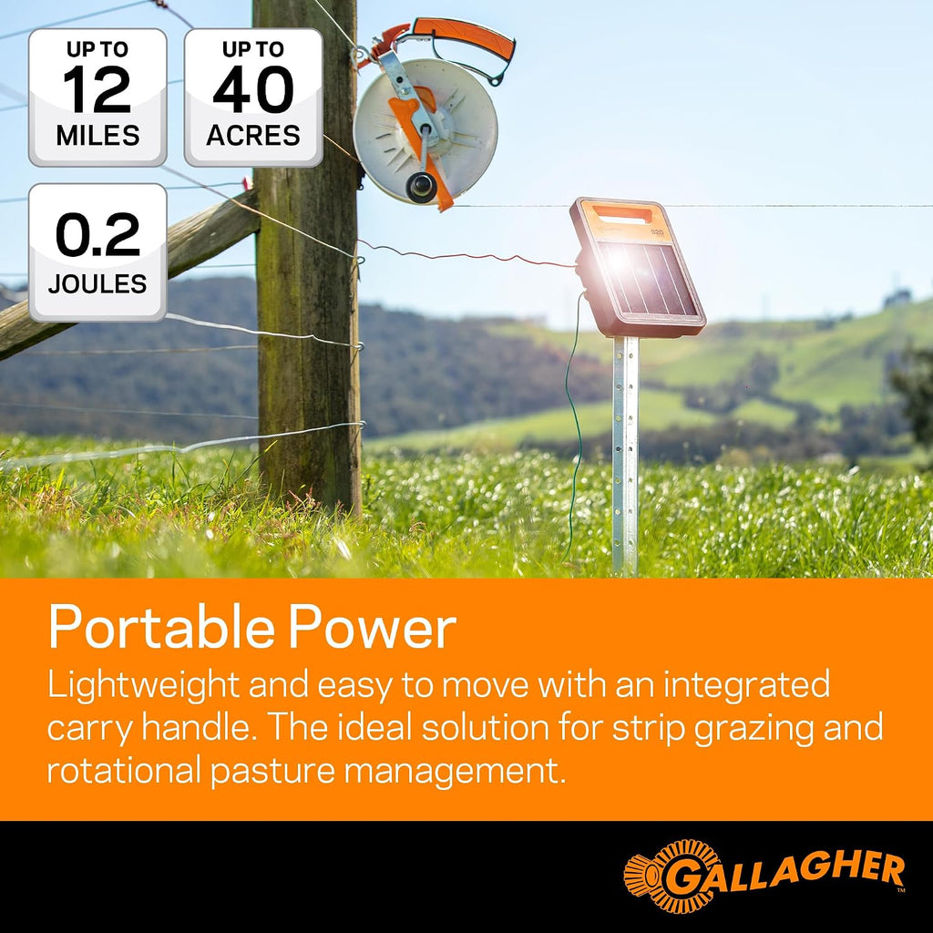 S20 Solar Electric Fence Charger | Powers Up to 2 Miles of Typical Fence | Lithium Battery Technology | 0.2 Joule