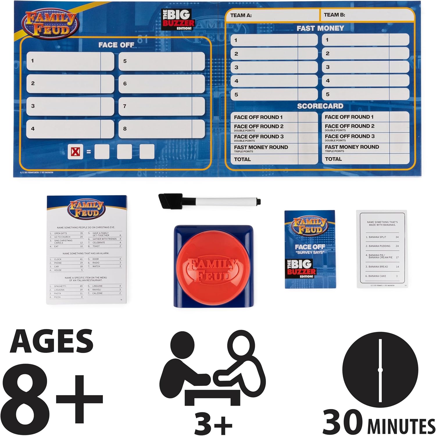 Family Feud Big Buzzer Game, Amazon Exclusive “Buzz in” with The Electronic Buzzer Board Game for Hilarious Family